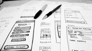 Planning a modern booking application by sketching out flows and wireframes.